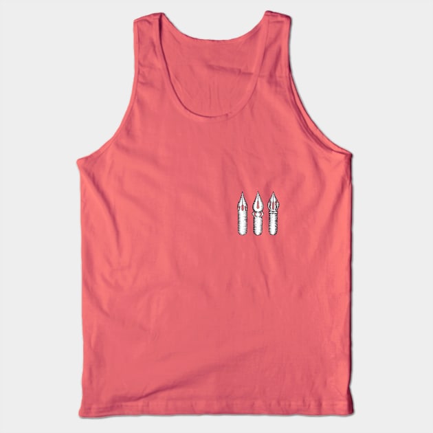 Dip Pen Nibs (Lake Blue and White) Tank Top by illucalliart